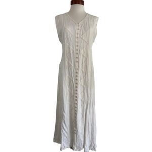 L'Pogee Embroidered Maxi Dress White Lace Cottagecore Boho Ethereal Fairy M